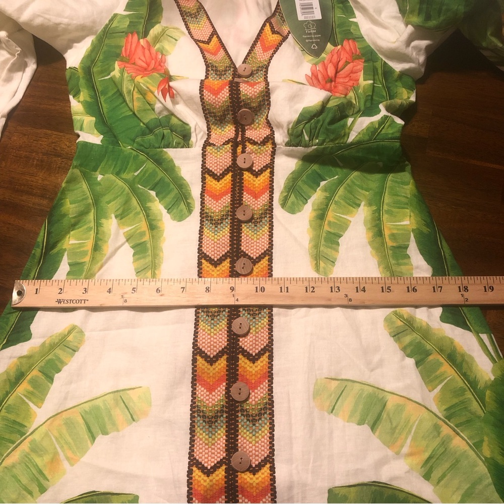 NWT $275 Farm Rio Fresh Forest Puff-Sleeve Midi Dress in Small! - Picture 7 of 9